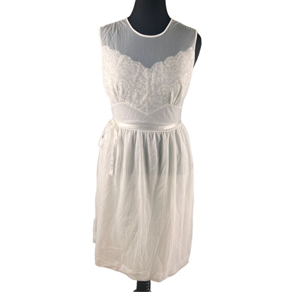 Vintage 50s Charmode Nightgown White Size 40 Lace Bridal Honeymoon Lingerie